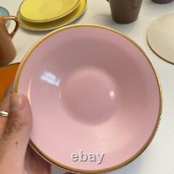 Ensemble de thé et cafetière Vtg Royal Worcester Palissy Mardi Gras 21 pièces MCM années 60-70