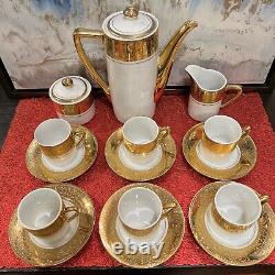 Ensemble de thé et de café Royal Crown Imperial vintage de 15 pièces en or 22 carats 11/924