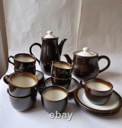 Ensemble de thé et de café en châtaignier franciscain vintage fabriqué en Angleterre Interpace vers 1980