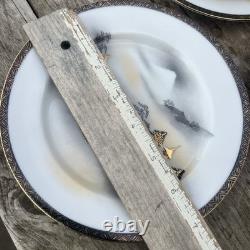 Ensemble de thé japonais vintage en lithophane avec geisha, 5 tasses, soucoupes et assiettes, théière.