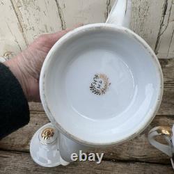 Ensemble de thé japonais vintage en lithophane avec geisha, 5 tasses, soucoupes et assiettes, théière.