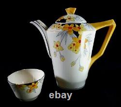 Ensemble de thé ou de café en porcelaine anglaise vintage Crown Ducal motif Sunburst 2649 G-EXC