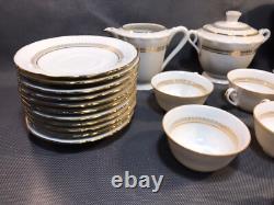 Ensemble de thé ou de café en porcelaine de Limoges vintage avec accents dorés