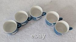 Ensemble de thé ou de café vintage en bleu sarcelle avec un motif de grues Fabriqué en Chine