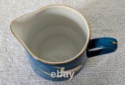 Ensemble de thé ou de café vintage en bleu sarcelle avec un motif de grues Fabriqué en Chine