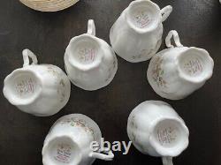 Ensemble de thé vintage Royal Albert HAWORTH, 12 tasses à thé et soucoupes, théière et cafetière.