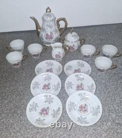 Ensemble de thé vintage en porcelaine lustrée Royal China couple en cour pour 6 personnes fabriqué au Japon