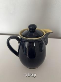 Ensemble de théière, cafetière et pichet à lait en grès vintage Denby Cottage Blue en très bon état