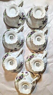 Ensemble de théière et tasses assorties Vintage Norcrest Fine China Sweet Violets (7 tasses et soucoupes)