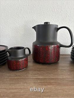 Ensemble en céramique Melitta rouge / noir de 21 pièces fabriqué en Allemagne BEAU