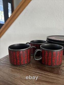Ensemble en céramique Melitta rouge / noir de 21 pièces fabriqué en Allemagne BEAU