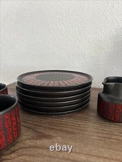 Ensemble en céramique Melitta rouge / noir de 21 pièces fabriqué en Allemagne BEAU