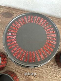 Ensemble en céramique Melitta rouge / noir de 21 pièces fabriqué en Allemagne BEAU