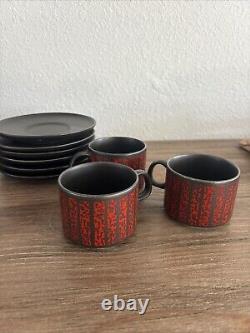 Ensemble en céramique Melitta rouge / noir de 21 pièces fabriqué en Allemagne BEAU