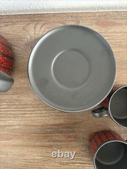 Ensemble en céramique Melitta rouge / noir de 21 pièces fabriqué en Allemagne BEAU