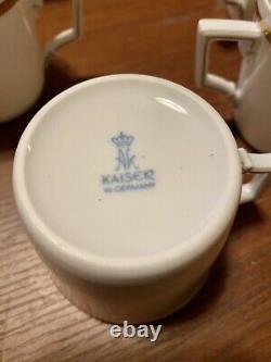 Ensemble hôte Diana doré de 21 pièces Vtg MCM Kaiser W Allemagne pour service à café et thé