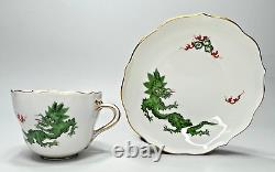 Ensemble tasse et soucoupe en porcelaine verte de Meissen avec dragon Ming vintage, 1er choix