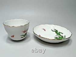 Ensemble tasse et soucoupe en porcelaine verte de Meissen avec dragon Ming vintage, 1er choix