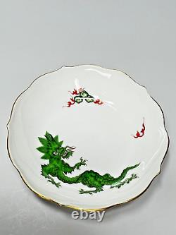 Ensemble tasse et soucoupe en porcelaine verte de Meissen avec dragon Ming vintage, 1er choix