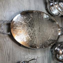 Ensemble thé/café argenté vintage plaqué argent avec plateau par Viners Sheffield UK