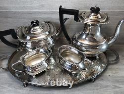 Ensemble thé/café argenté vintage plaqué argent avec plateau par Viners Sheffield UK