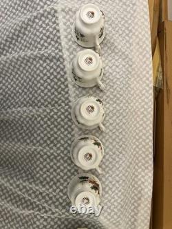 Ensemble vintage Royal Albert Poinsettia de théière, cafetière, service à thé et crémier