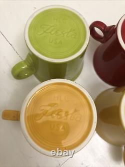 Ensemble vintage de 6 authentiques tasses à café à poignée en anneau Fiesta HLC Homer Laughlin - BELLES