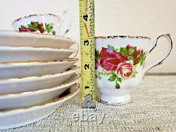 Ensemble vintage de 6 tasses à café et soucoupes en porcelaine fine d'Angleterre avec des motifs de roses