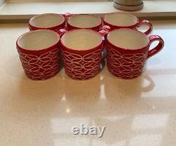 Ensemble vintage de 6 tasses de Noël festives rouges peintes à la main de 14 oz de Starbucks