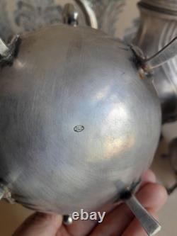 Ensemble vintage de cafetière, crémier, sucrier, Melchior URSS années 1980