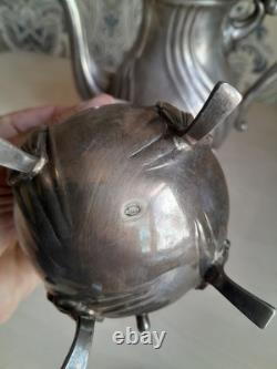 Ensemble vintage de cafetière, crémier, sucrier, Melchior URSS années 1980