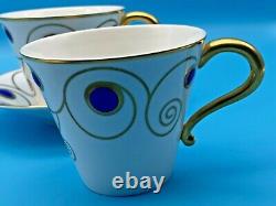 Ensemble vintage de deux tasses à thé/café et soucoupes avec design de bijoux en porcelaine Elia