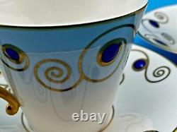 Ensemble vintage de deux tasses à thé/café et soucoupes de design Jewel en porcelaine Elia