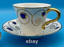 Ensemble vintage de deux tasses à thé/café et soucoupes, design bijou, porcelaine Elia