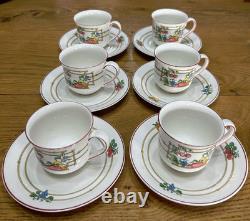 Ensemble vintage de six tasses à thé/café et soucoupes Villeroy & Boch, non utilisées