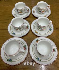 Ensemble vintage de six tasses à thé/café et soucoupes Villeroy & Boch, non utilisées