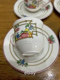 Ensemble vintage de six tasses à thé/café et soucoupes Villeroy & Boch, non utilisées
