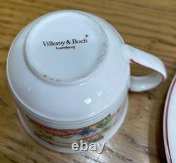 Ensemble vintage de six tasses à thé/café et soucoupes Villeroy & Boch, non utilisées