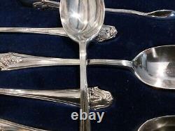 Ensemble vintage en argent sterling de 12 cuillères à café et une pince à sucre Londres 1938 154g