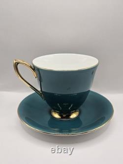 Ensemble vintage tasse à café et soucoupe Royal Albert Gaiety des années 1950 en porcelaine fine à la cendre d’os