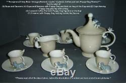 Exceptionnel Vintage 14 Pièces À La Retraite Lladro Set Café Thème Chiens Puppy Rare