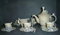 Exceptionnel Vintage 14 Pièces À La Retraite Lladro Set Café Thème Chiens Puppy Rare