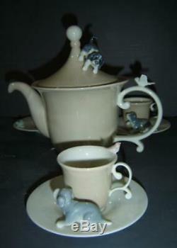 Exceptionnel Vintage 14 Pièces À La Retraite Lladro Set Café Thème Chiens Puppy Rare