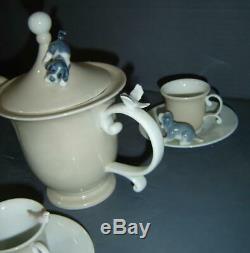 Exceptionnel Vintage 14 Pièces À La Retraite Lladro Set Café Thème Chiens Puppy Rare