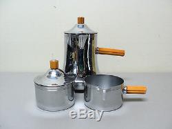 Farberware Chrome & Butterscotch Bakelite 3-pc Des Années 1930.