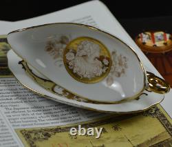 Gold Gilding Vintage China Cup Saucer Set Gilt Flourish Beauty Patten Girl