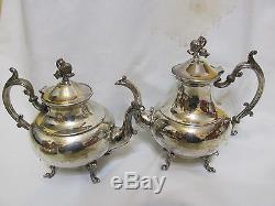 Gorgeou Vintage Victorian Eton Silver Plate Lrg 5pc Footed Coffee / Tea Set Withtray