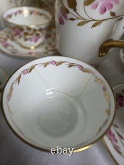 H&M Sutherland Service à café et à thé en porcelaine fine vintage ivoire avec roses roses et dorures, duos et théière