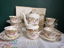 H&M Sutherland Service à thé et café en porcelaine fine vintage couleur os, rose rose et dorure, duo, théière rose<br/> 