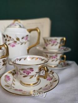 H&M Sutherland Service à thé et café en porcelaine fine vintage couleur os, rose rose et dorure, duo, théière rose
 <br/> 

